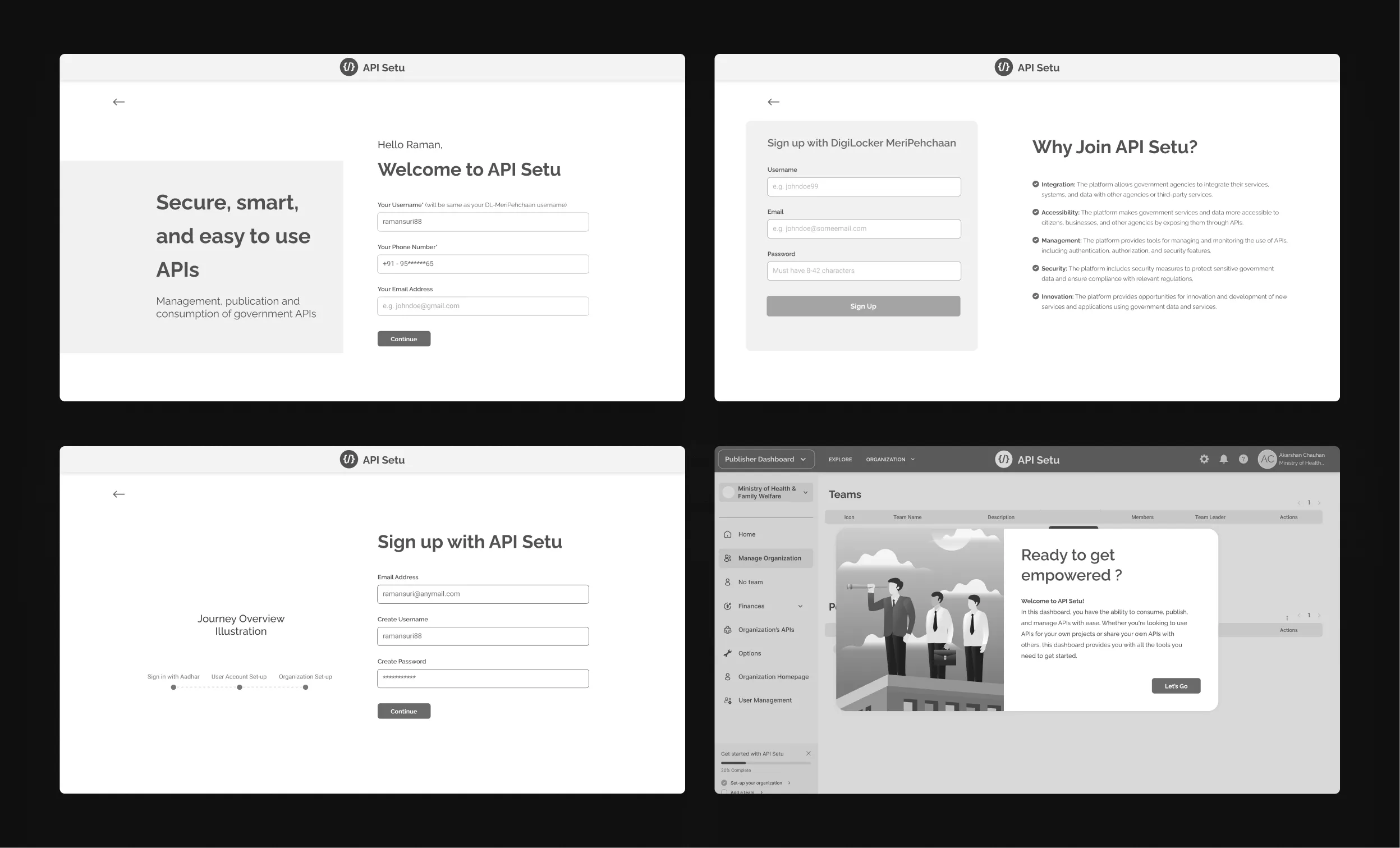 Sign-in / sign-up wireframe explorations